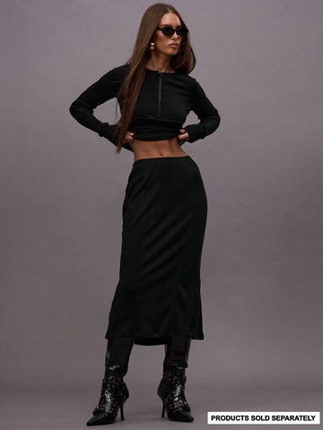 Fustă midi SHEIN, negru
