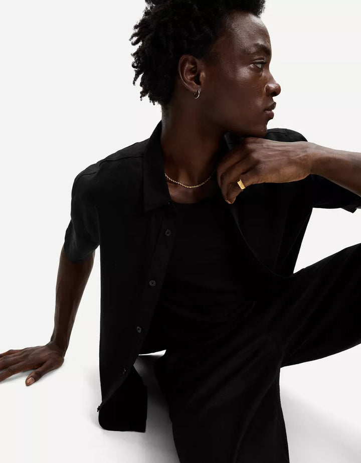 Rövid ujjú ing BERSHKA, fekete