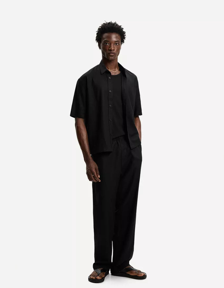 Rövid ujjú ing BERSHKA, fekete
