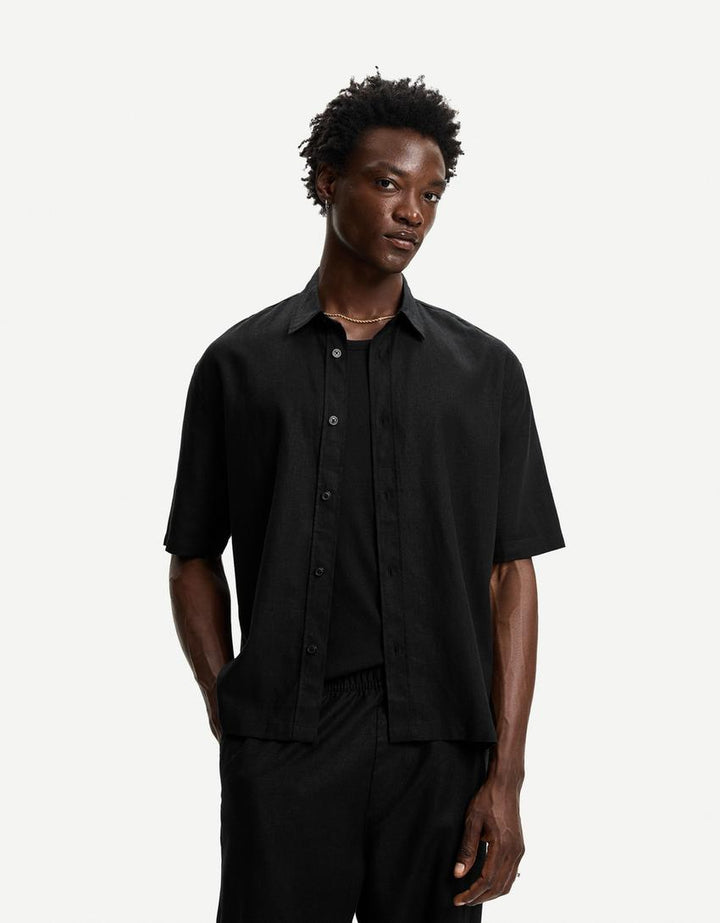 Rövid ujjú ing BERSHKA, fekete