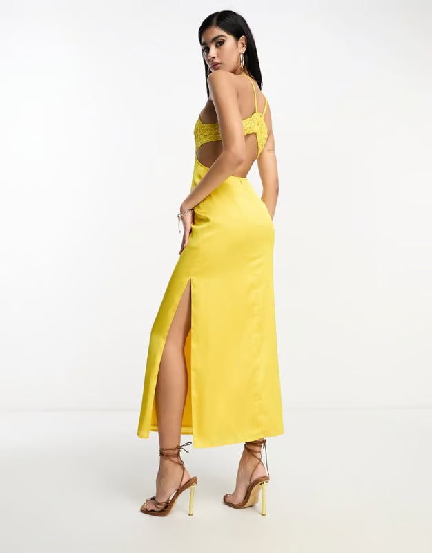 ASOS midi ruha, sárga