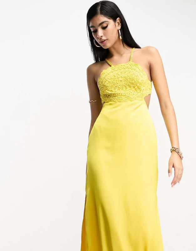 ASOS midi ruha, sárga