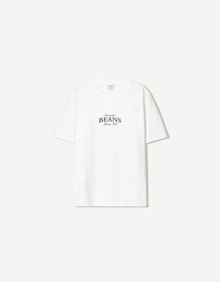 Póló BERSHKA, krémszínű