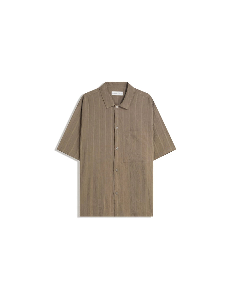 Rövid ujjú ing BERSHKA, barna