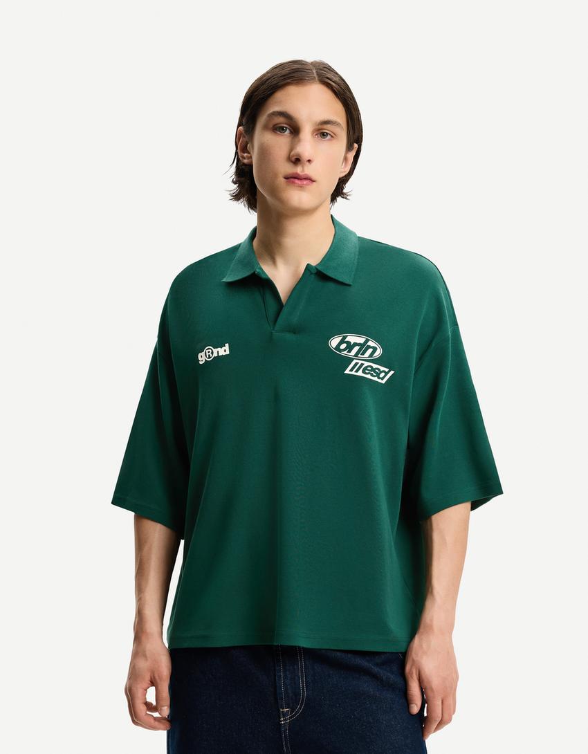 Póló BERSHKA, zöld