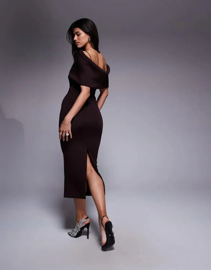 Rochie midi ASOS, maro