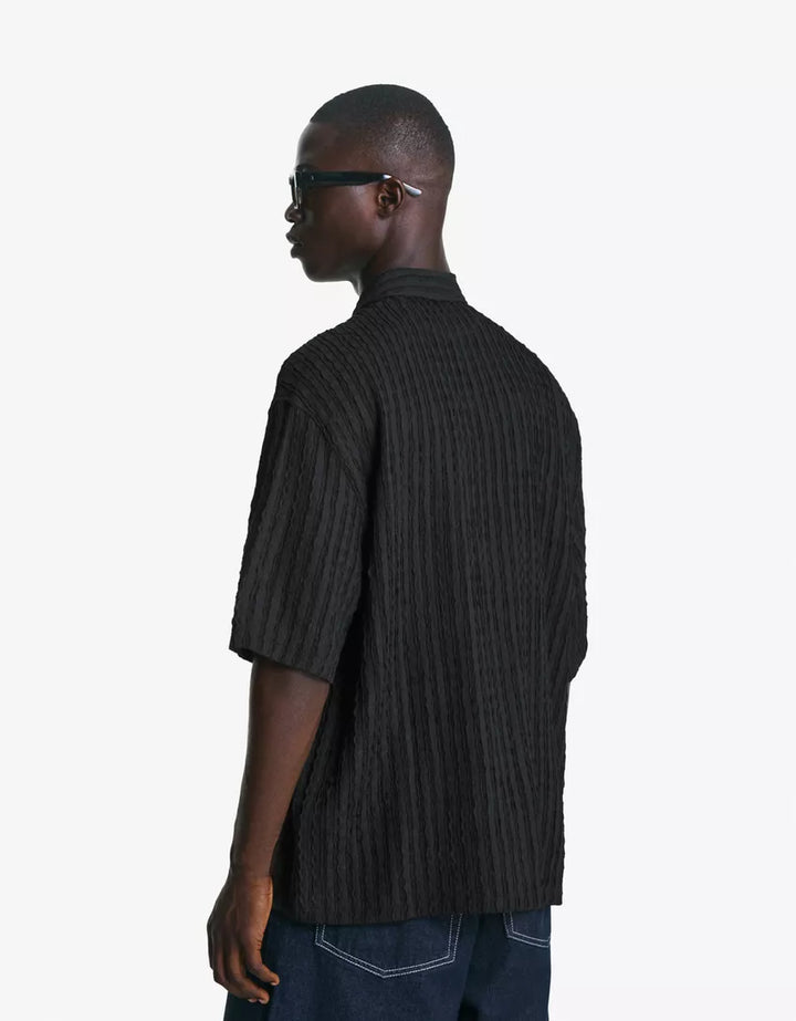 Rövid ujjú ing BERSHKA, fekete