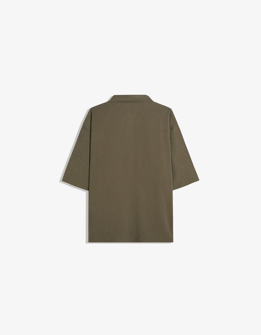Rövid ujjú ing BERSHKA, khaki