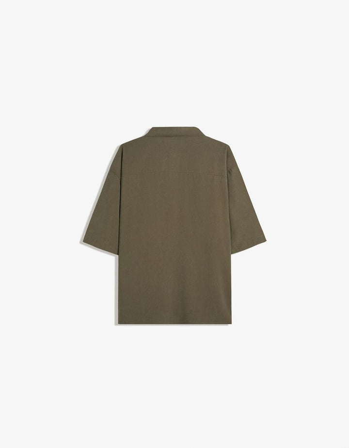 Rövid ujjú ing BERSHKA, khaki