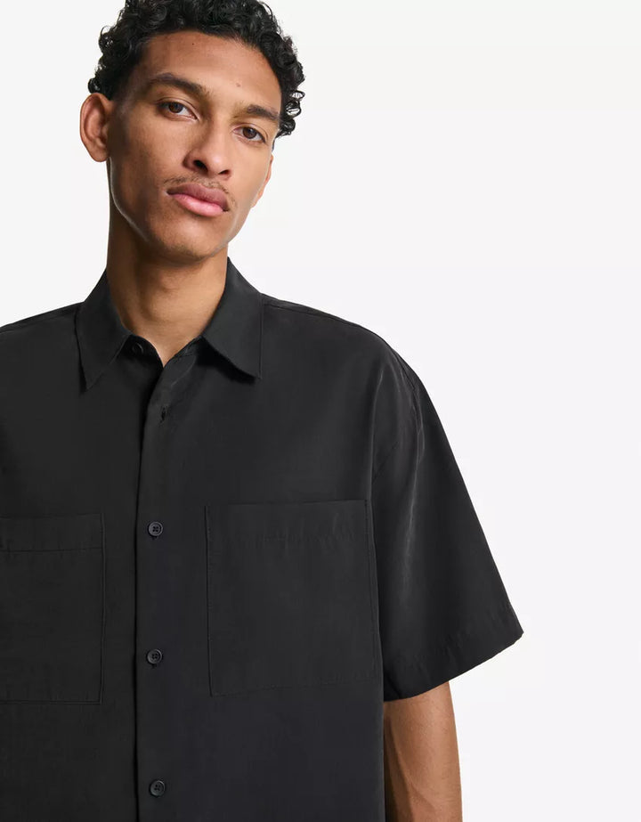 Rövid ujjú ing BERSHKA, fekete