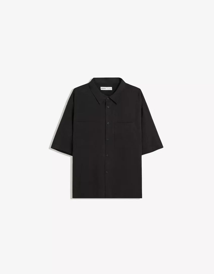 Rövid ujjú ing BERSHKA, fekete
