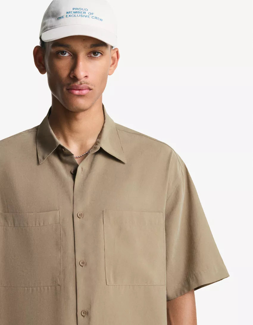 Rövid ujjú ing BERSHKA, bézs
