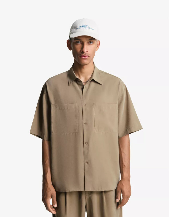 Rövid ujjú ing BERSHKA, bézs
