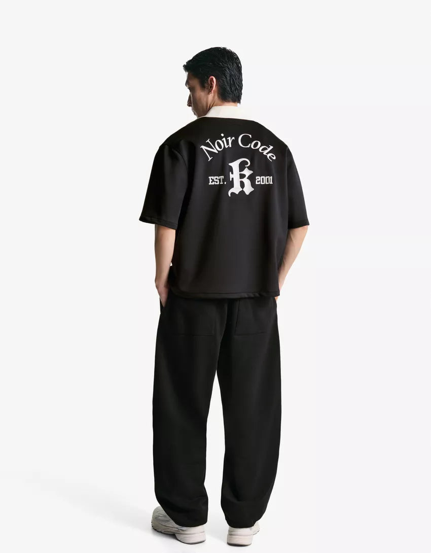 Gombos blúz BERSHKA, fekete
