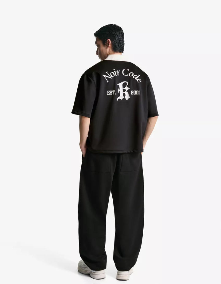 Gombos blúz BERSHKA, fekete