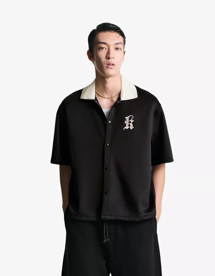 Gombos blúz BERSHKA, fekete