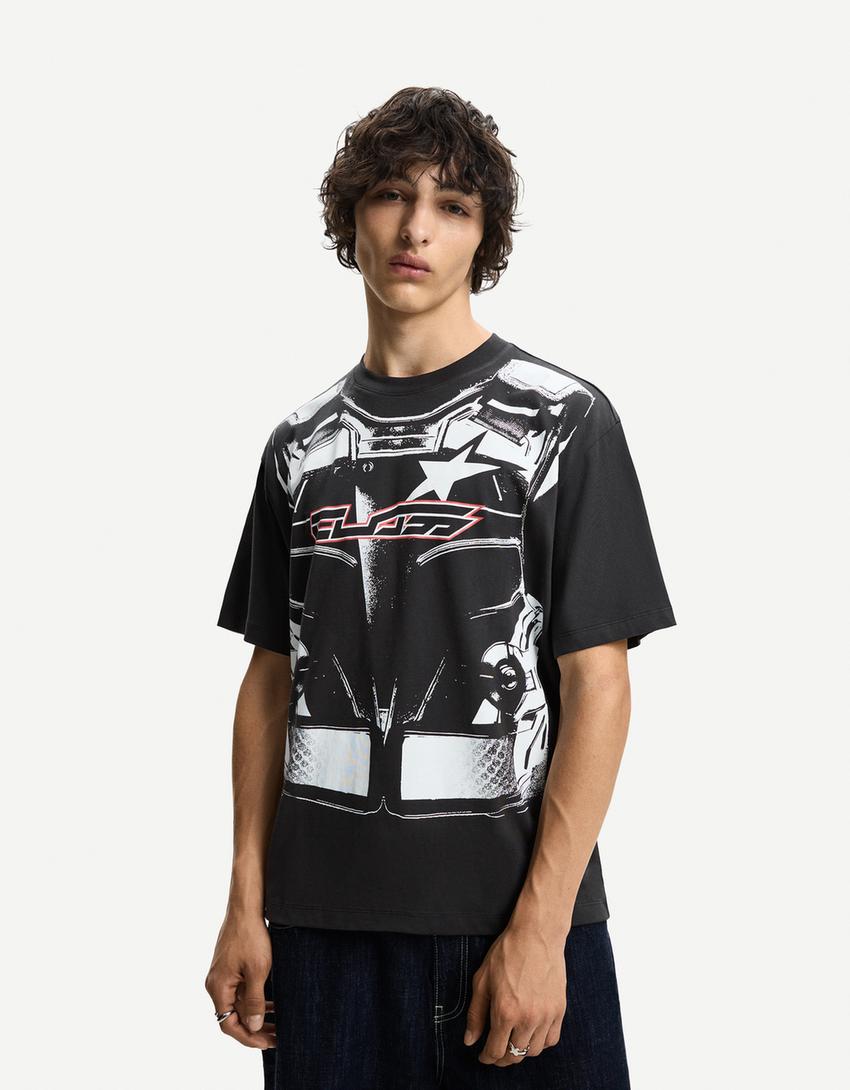 Póló BERSHKA, fekete