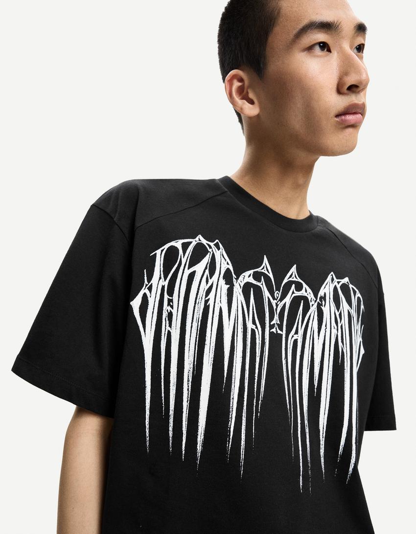 Póló BERSHKA, fekete