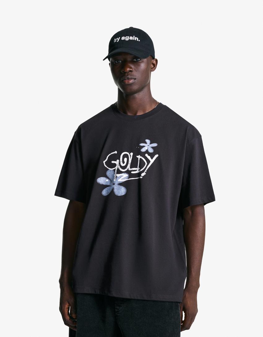 Póló BERSHKA, fekete