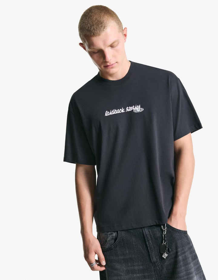 Póló BERSHKA, fekete