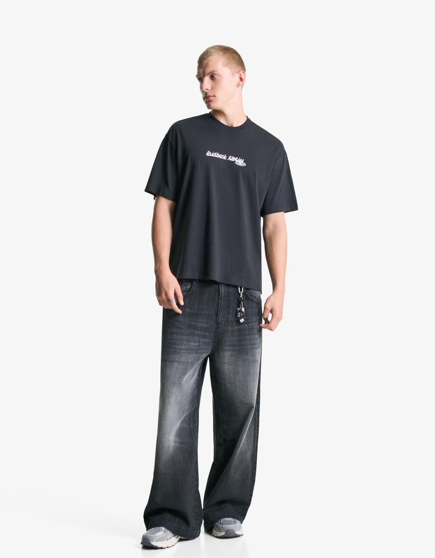 Póló BERSHKA, fekete