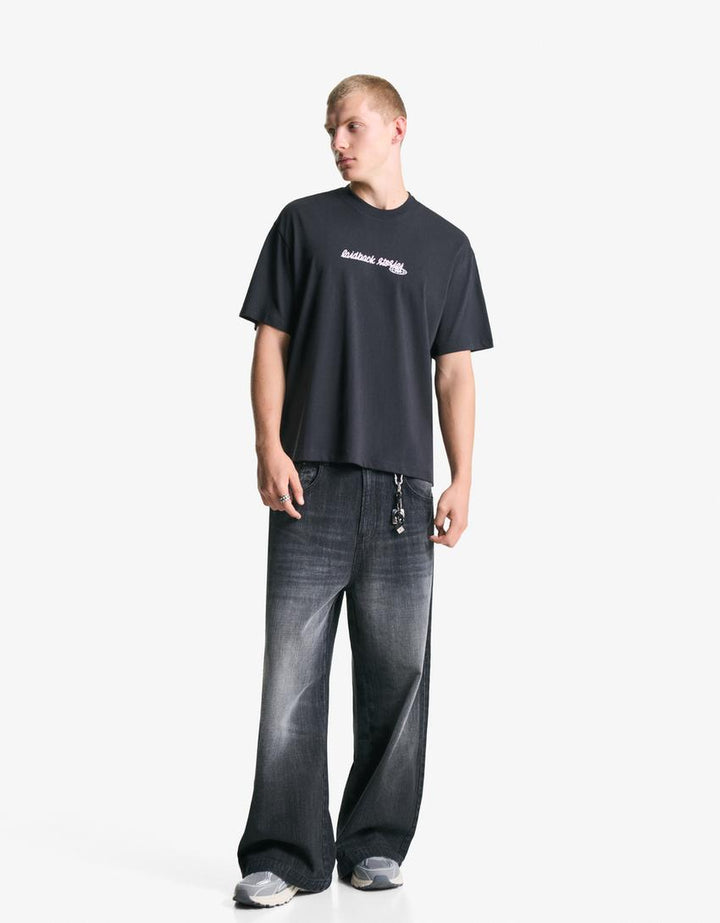 Póló BERSHKA, fekete
