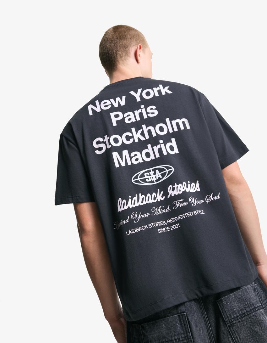 Póló BERSHKA, fekete