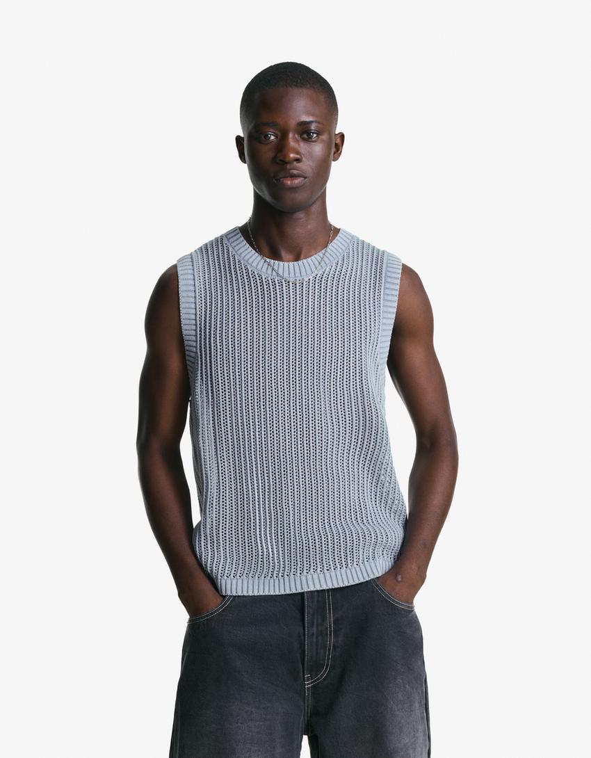 Ujjatlan felső BERSHKA, kék