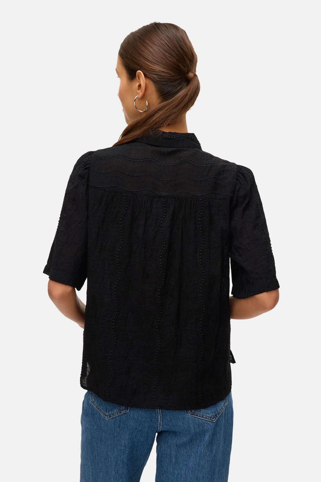 VERO MODA rövid ujjú ing, fekete