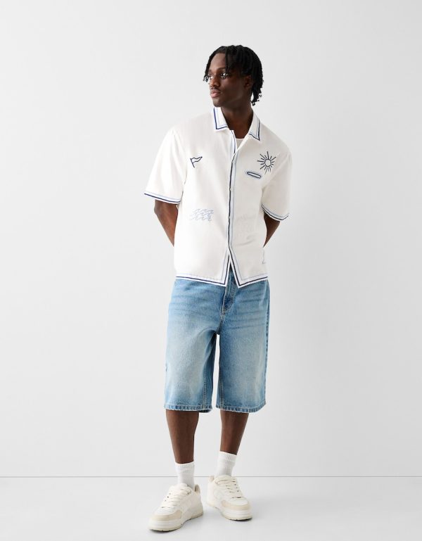 Rövid ujjú ing BERSHKA, fehér