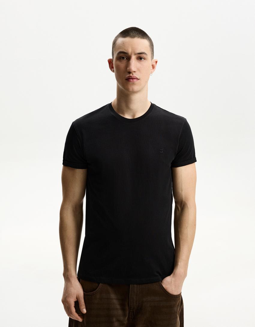 Póló BERSHKA, fekete