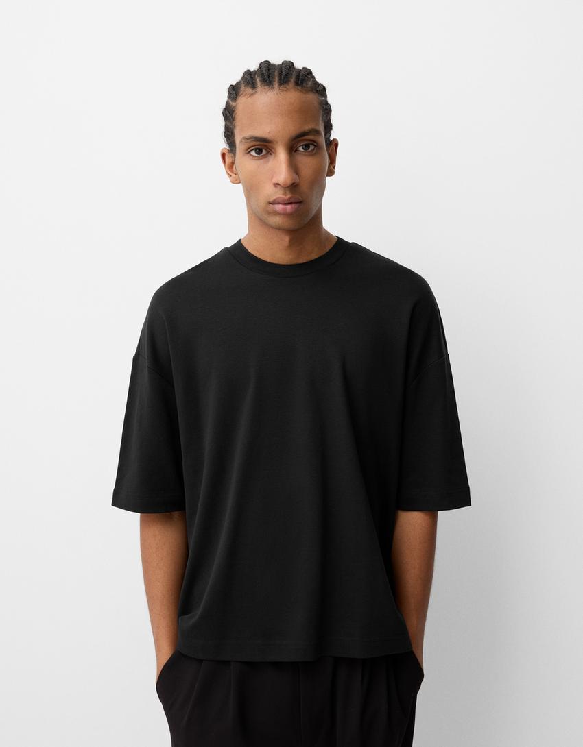 Póló BERSHKA, fekete