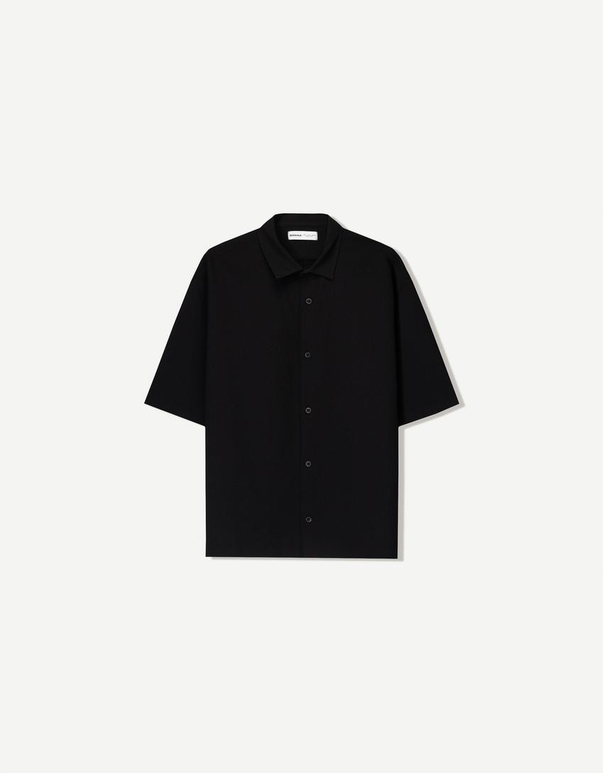 Rövid ujjú ing BERSHKA, fekete
