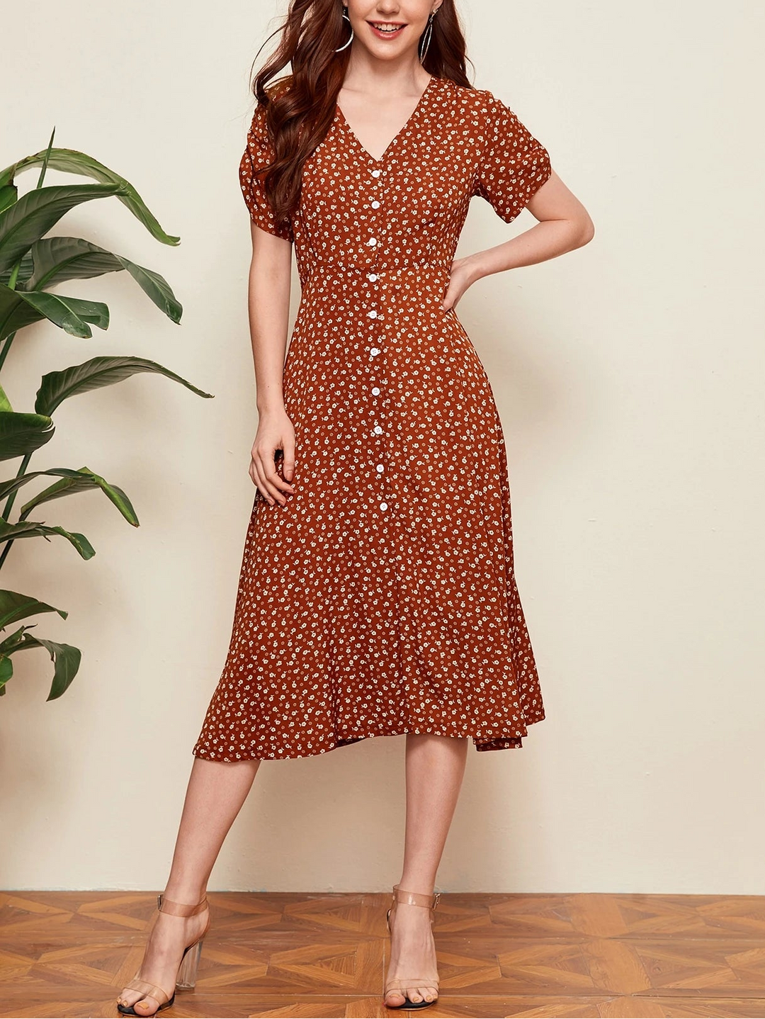 Rochie maxi SHEIN, maro