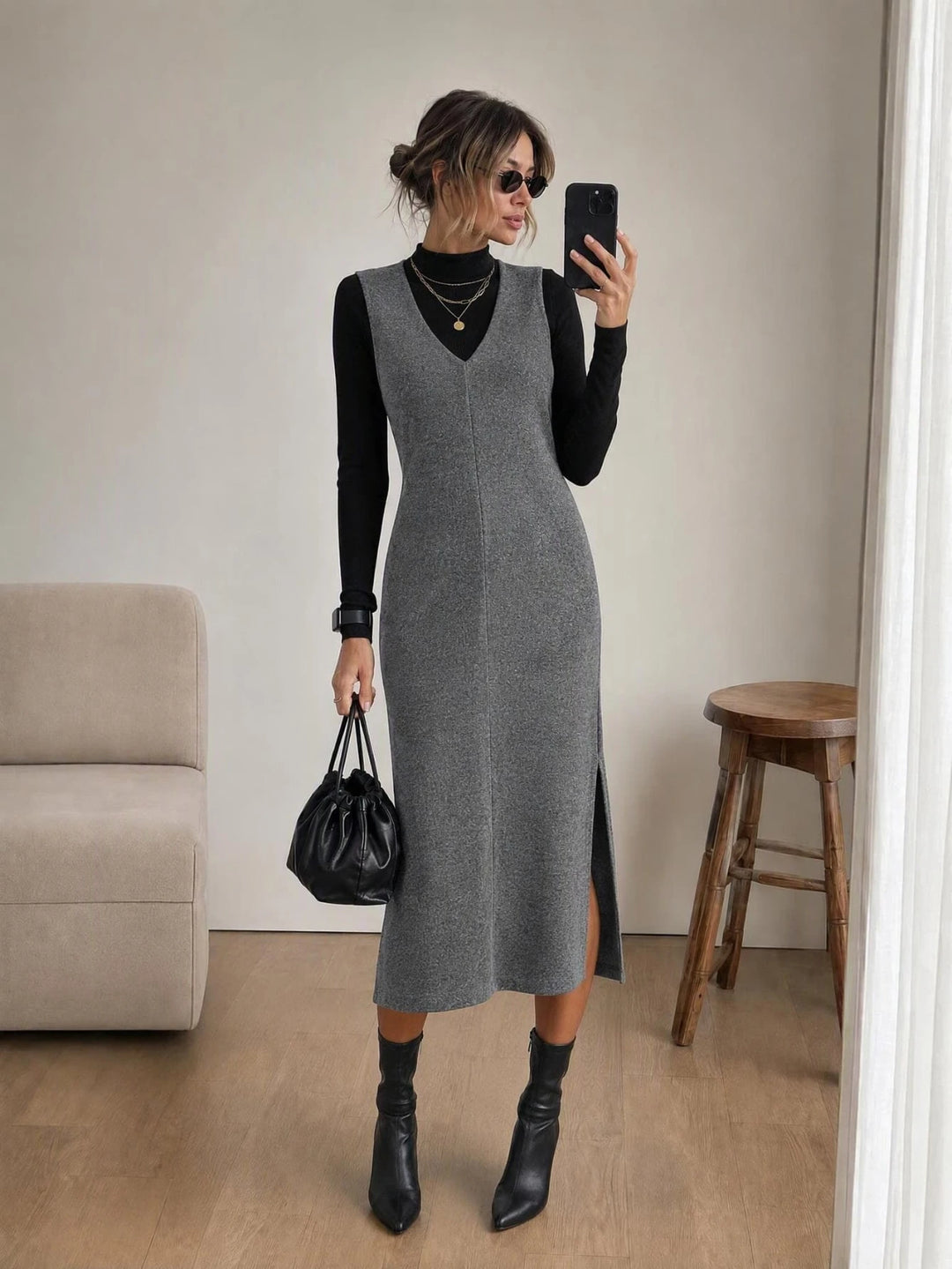 Rochie maxi SHEIN, gri