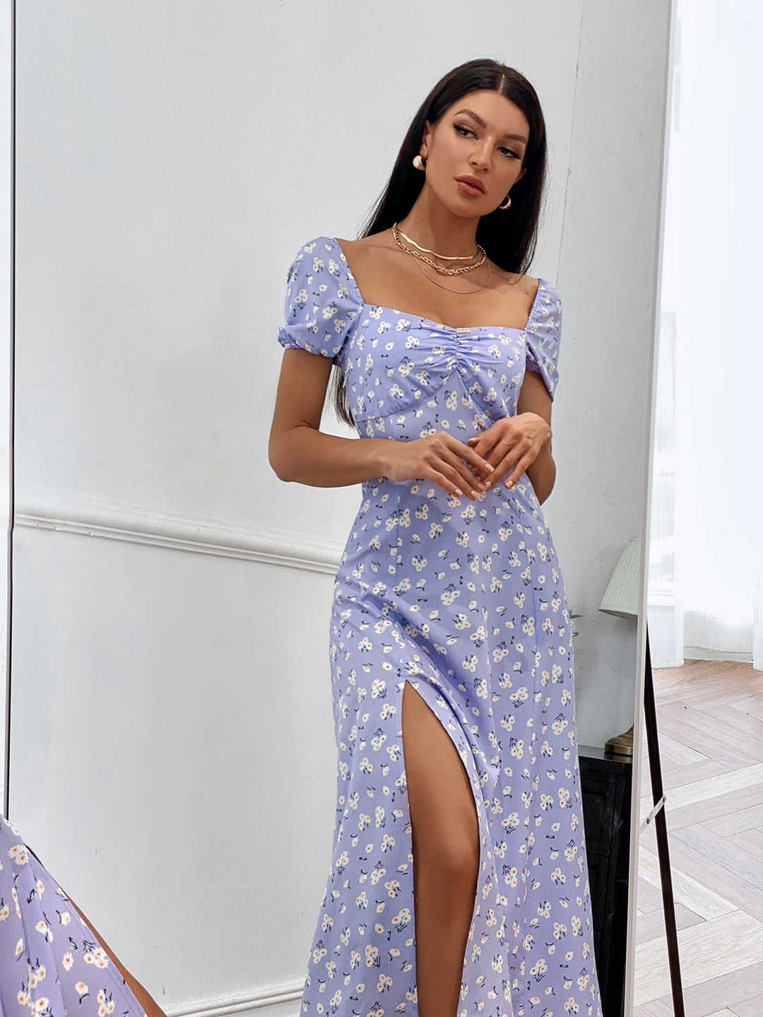 SHEIN midi ruha, kék
