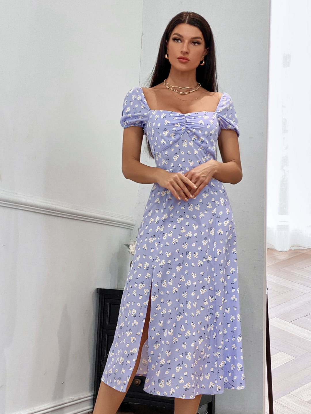 SHEIN midi ruha, kék