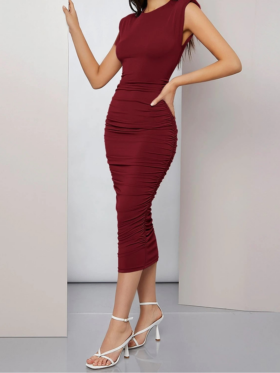 SHEIN maxi ruha, bordó