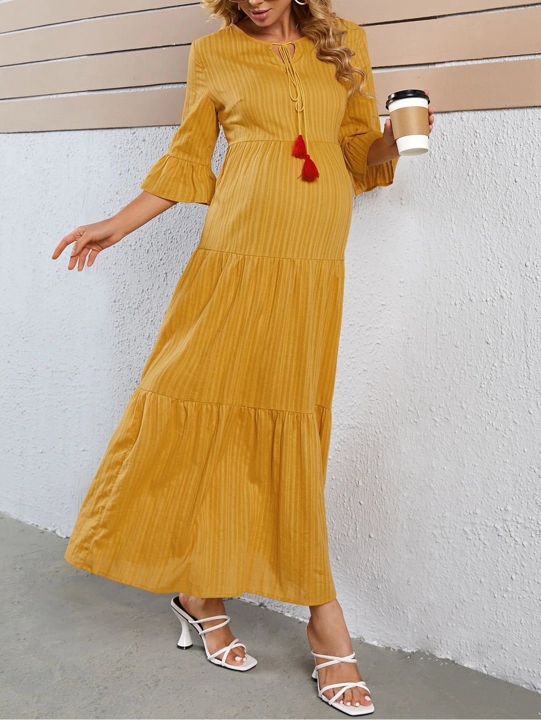 SHEIN maxi ruha, sárga