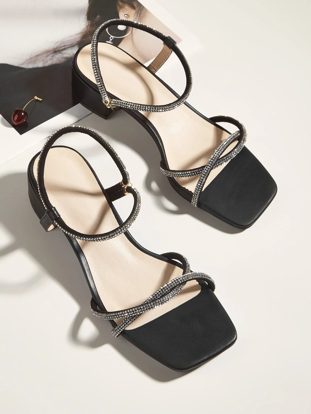 Sandale cu toc SHEIN, negru