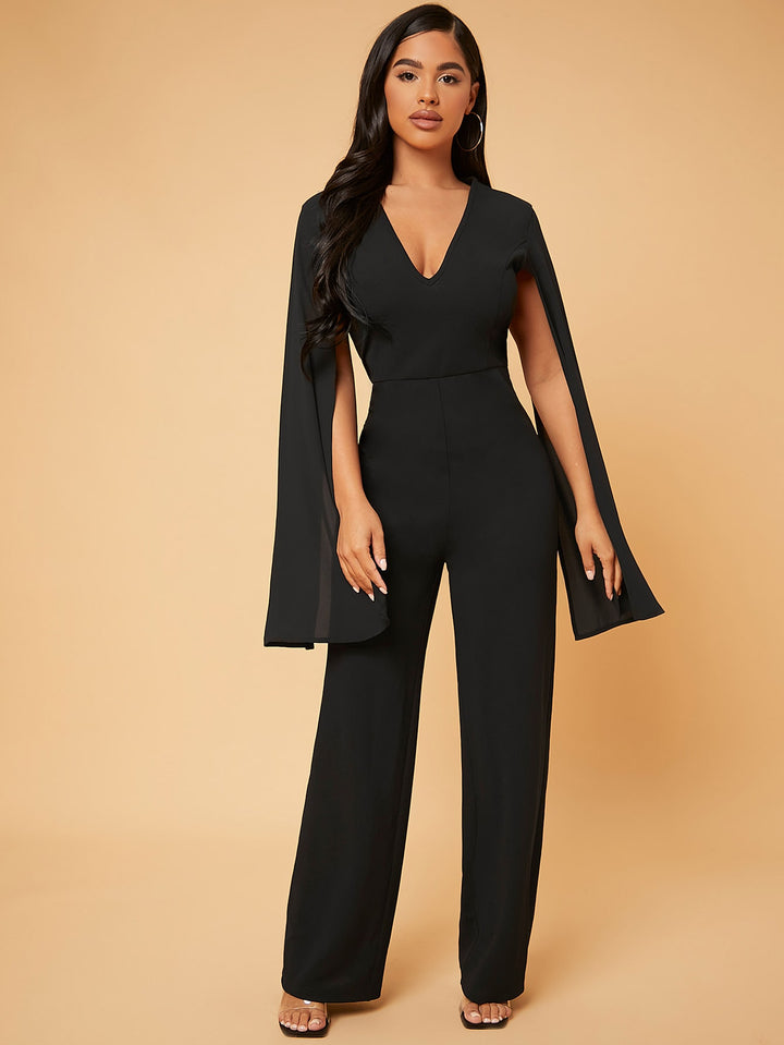 SHEIN Hosszú kantáros nadrág, fekete