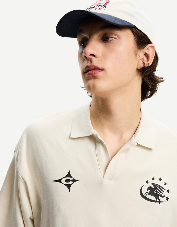 Póló BERSHKA, krémszínű