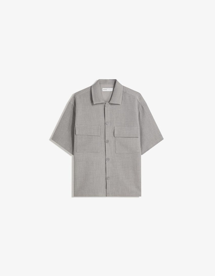 Rövid ujjú ing BERSHKA, szürke