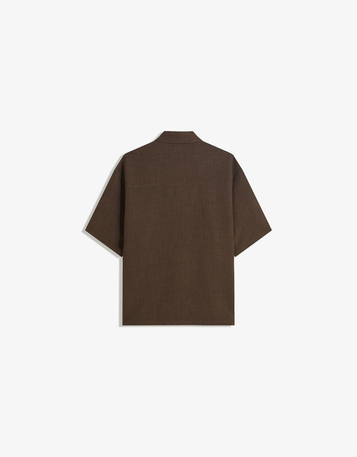 Rövid ujjú ing BERSHKA, barna