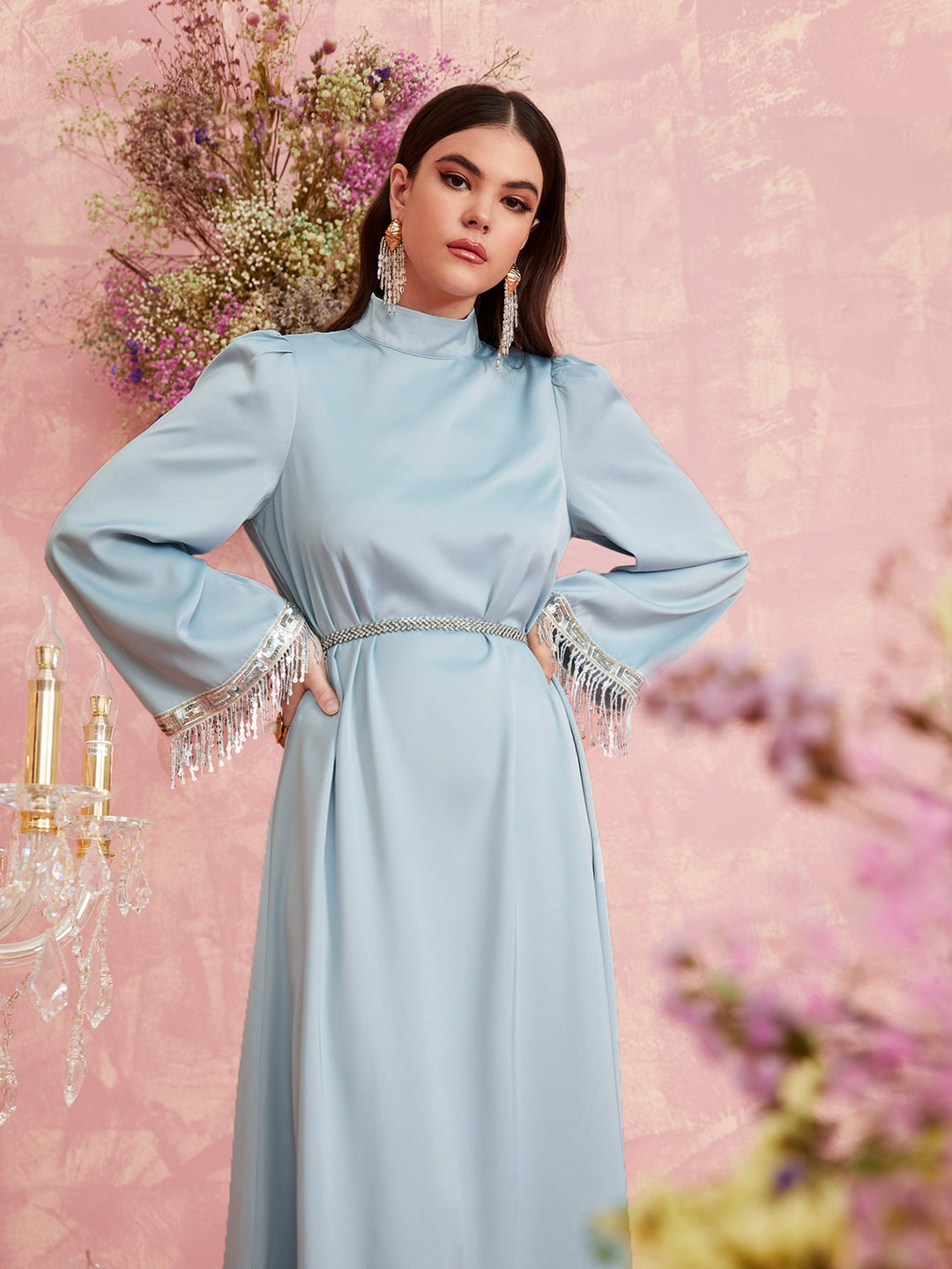 Set caftan și jalabiya SHEIN, albastru