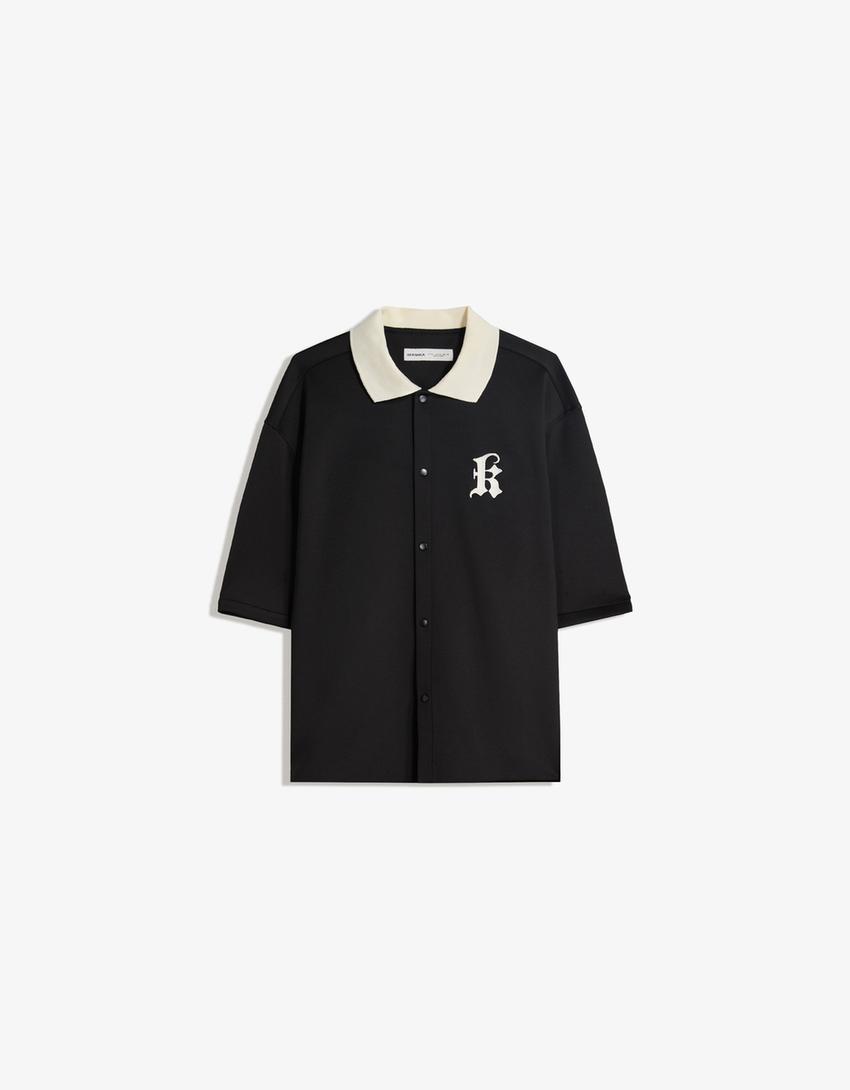 Rövid ujjú ing BERSHKA, fekete