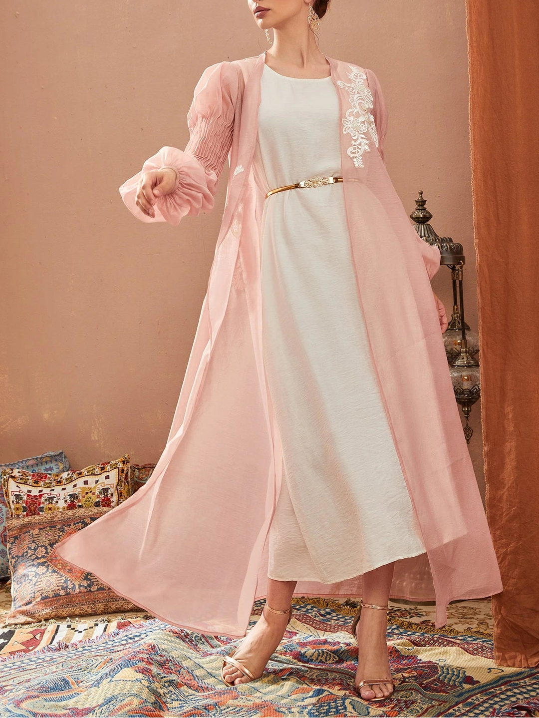 Cardigan lung SHEIIN, roz