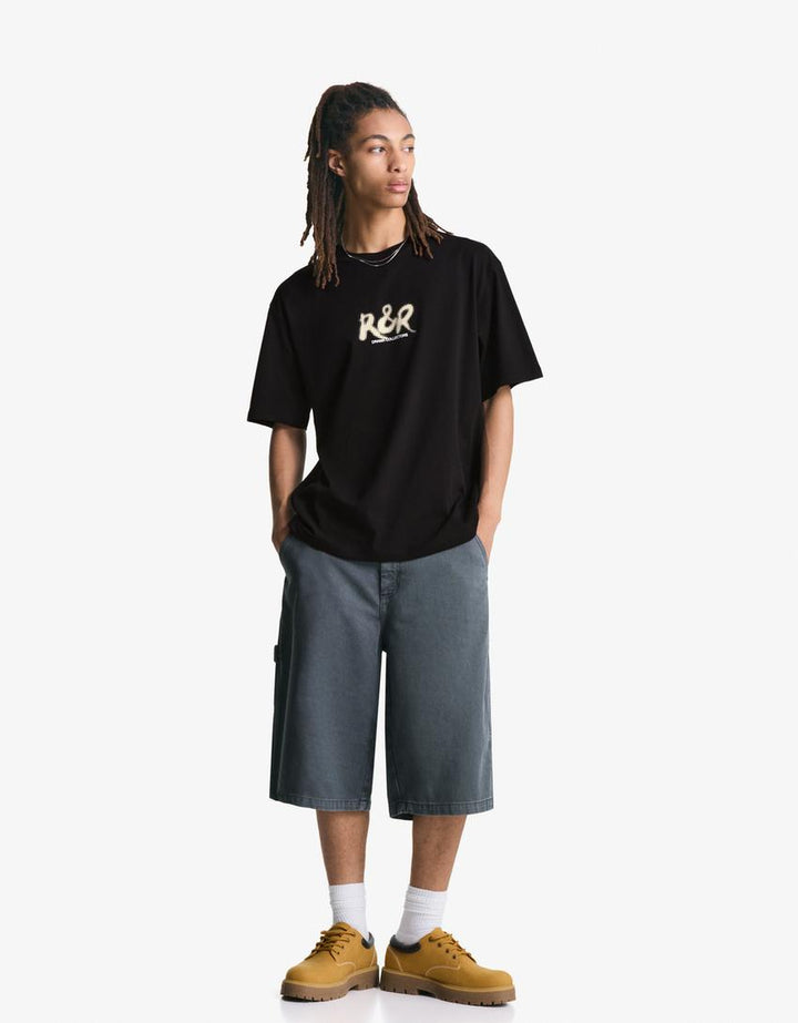 Póló BERSHKA, fekete