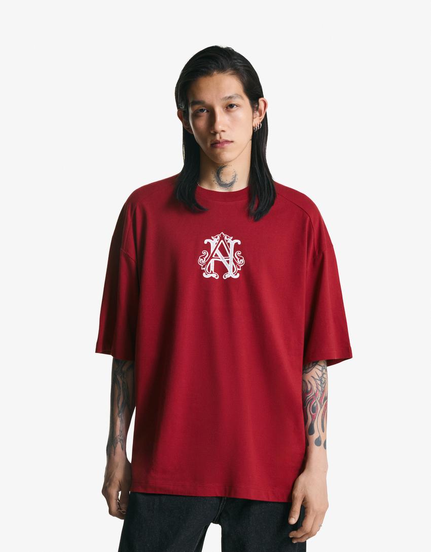 Póló BERSHKA, bordó
