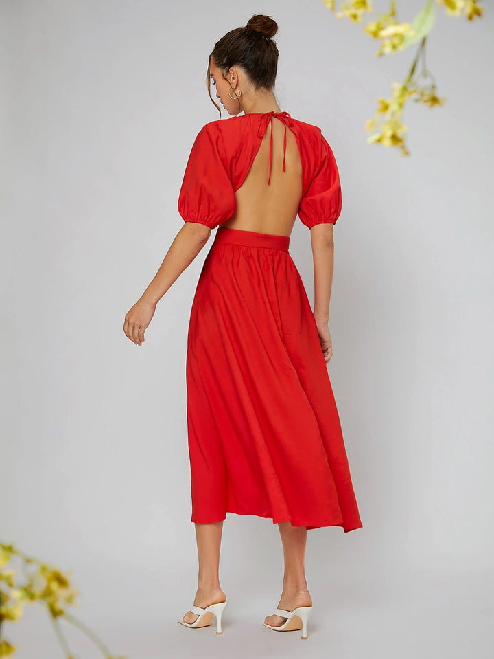 SHEIN midi ruha, piros